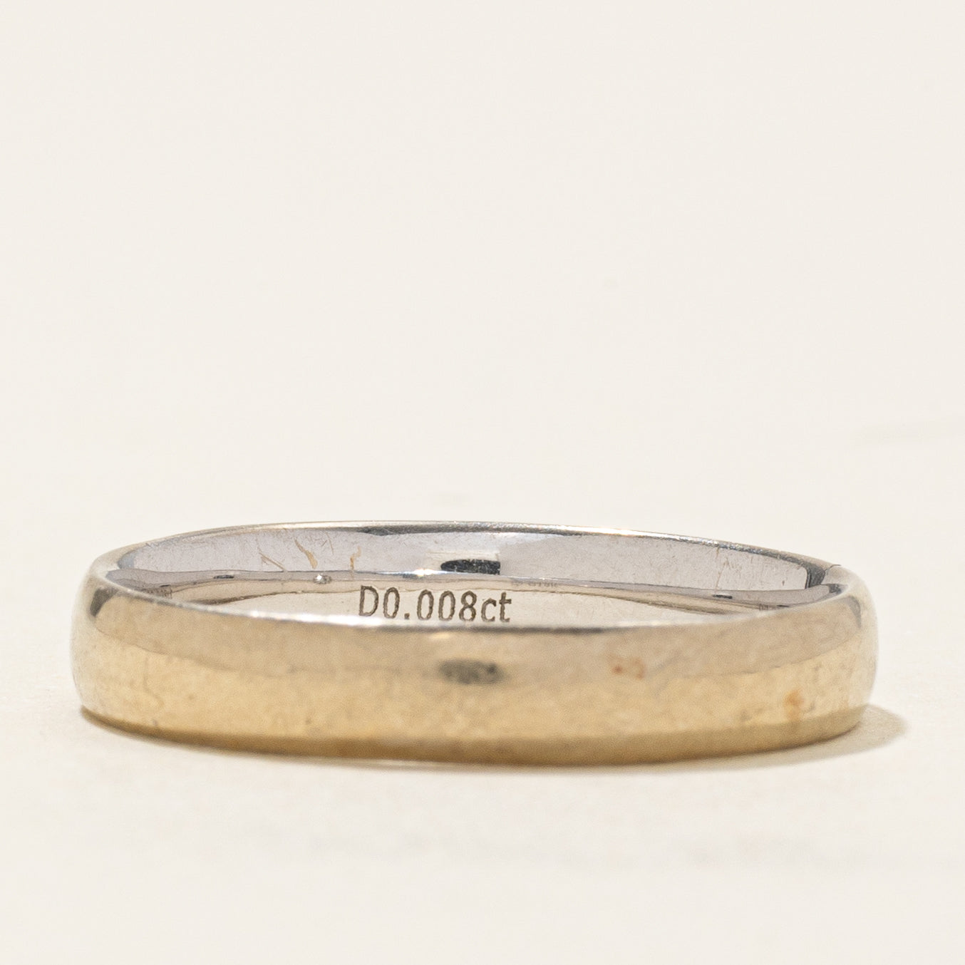 18k White Gold Band with Hidden Diamond | SZ 7 |