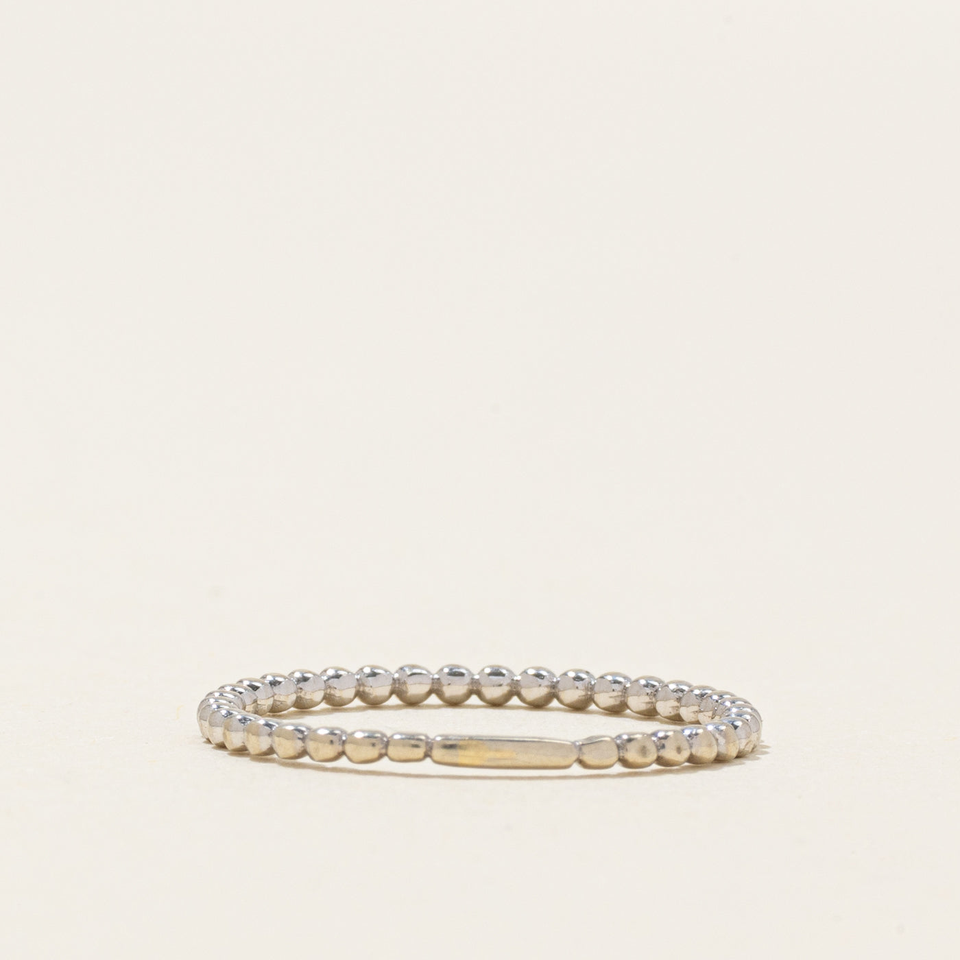 10k White Gold Beaded Band | 1.30mm | SZ 4.25