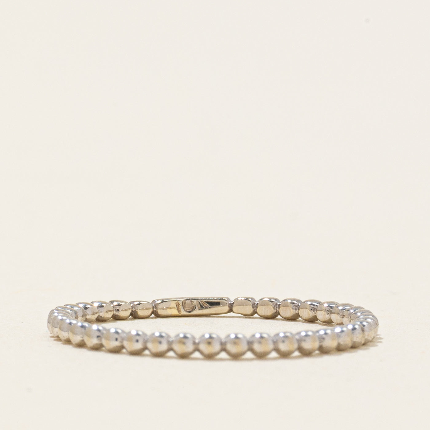 10k White Gold Beaded Band | 1.30mm | SZ 4.25