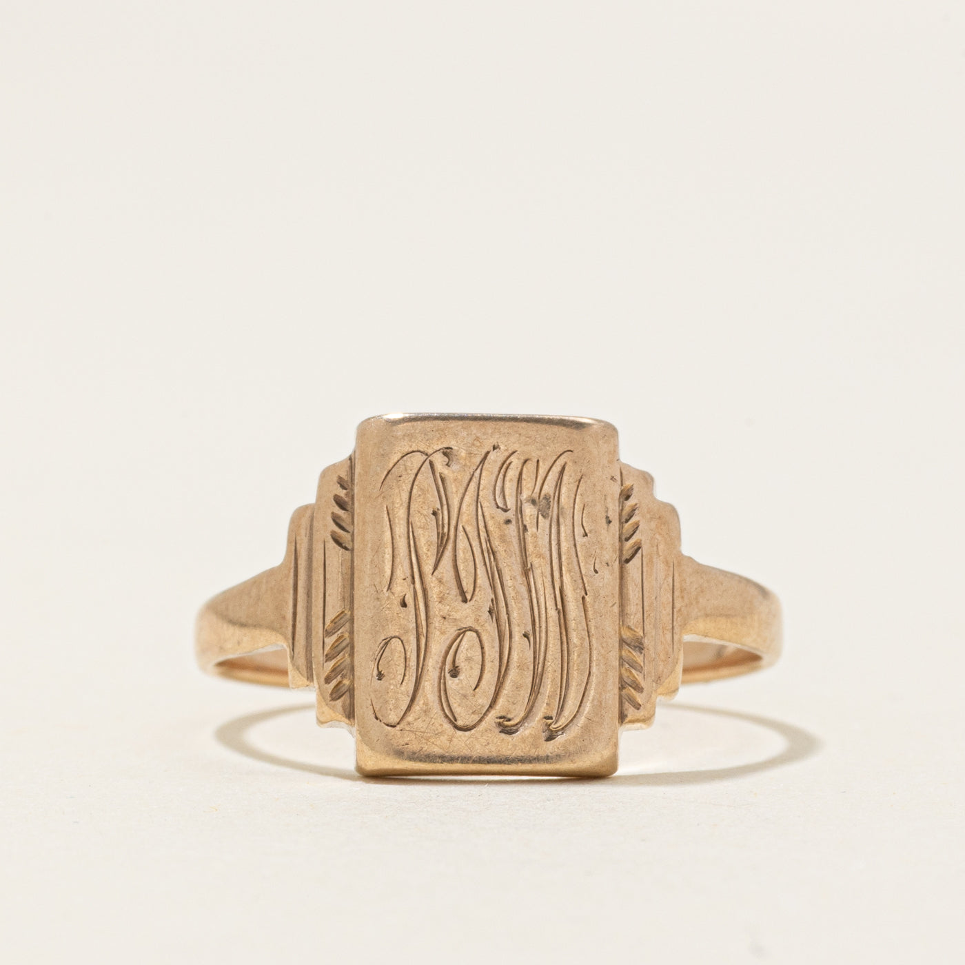 10k Yellow Gold "PJW" Initial Signet Ring | SZ 8