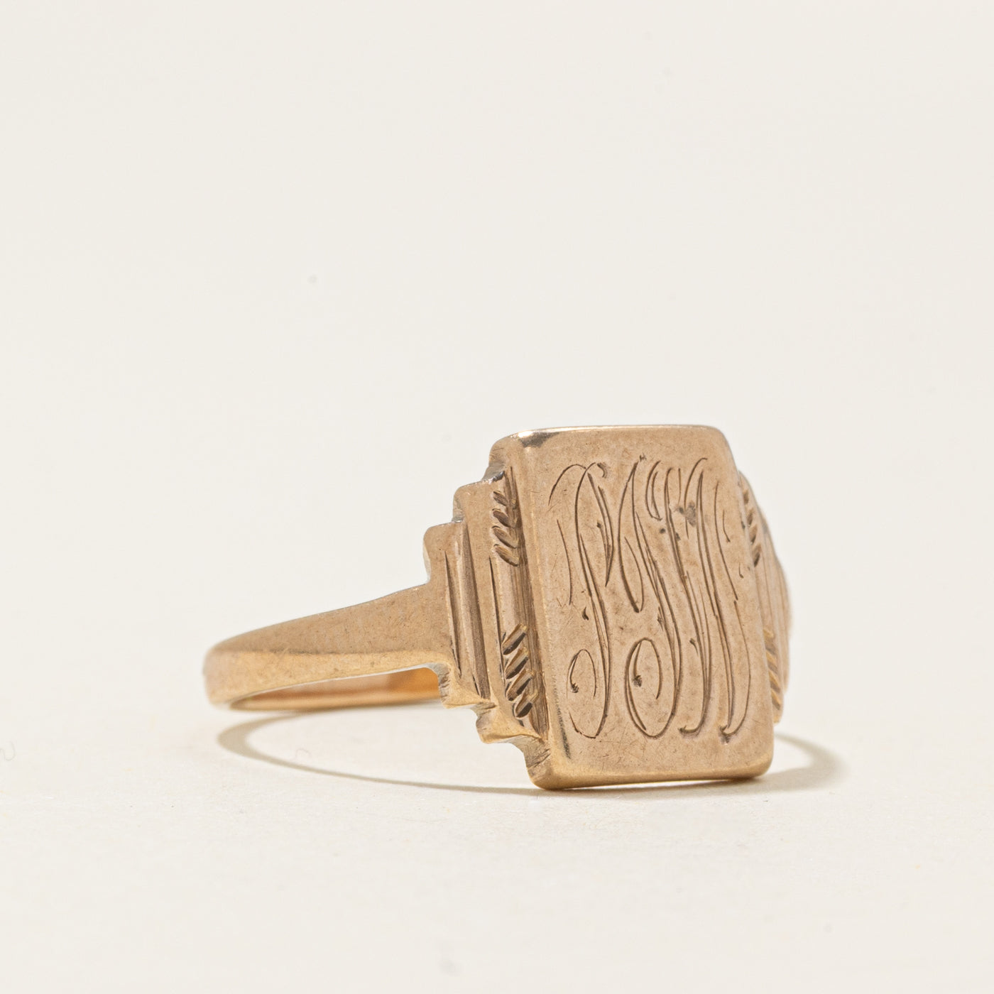 10k Yellow Gold "PJW" Initial Signet Ring | SZ 8