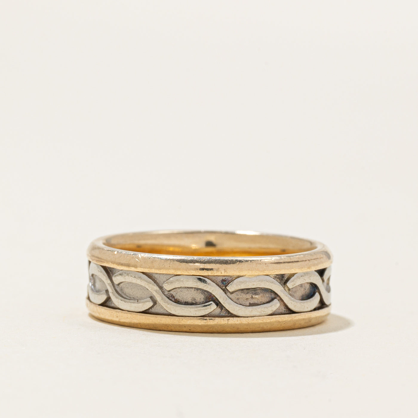 10k Two Tone Gold Woven Design Band | 6.50mm | SZ 8