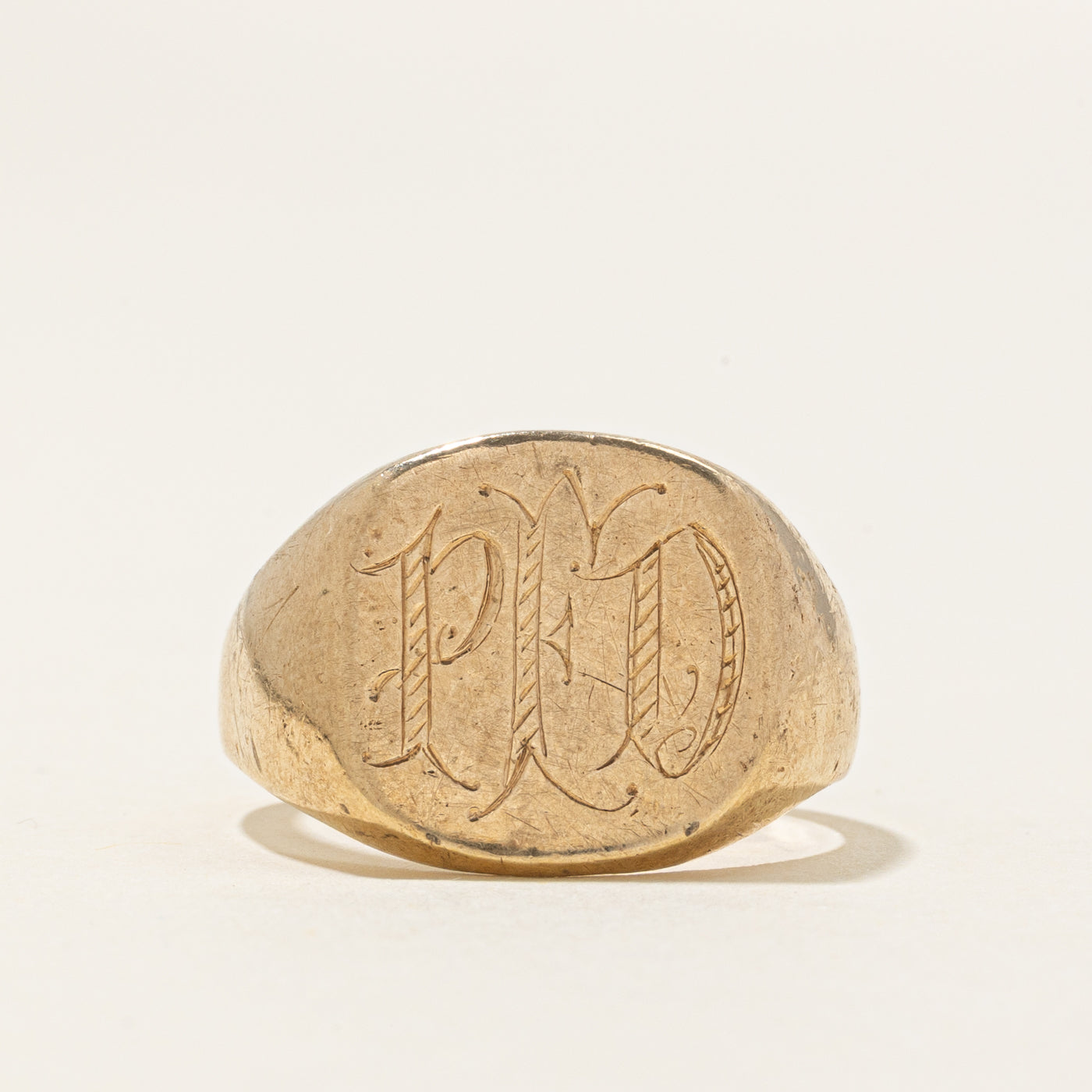 10k Yellow Gold "PED" Initial Signet Ring | SZ 7.5