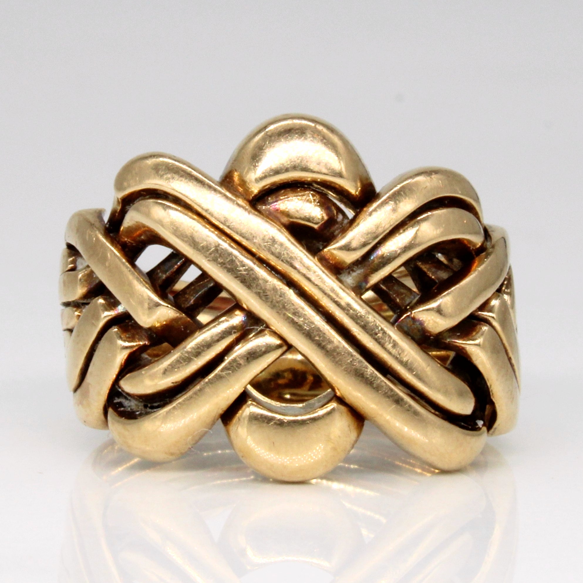 Bague puzzle en or jaune 14 carats | Taille 8,25 | 