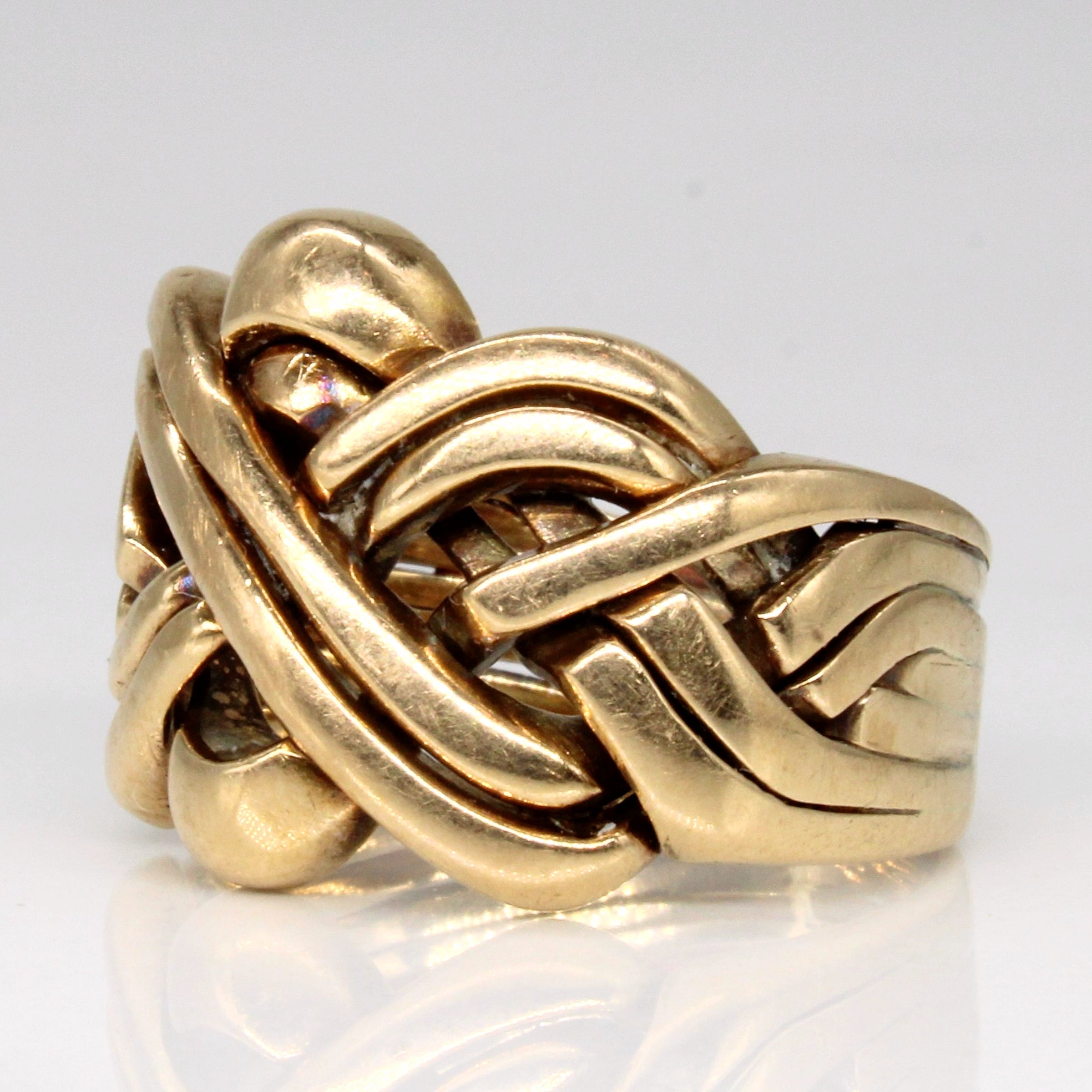 Bague puzzle en or jaune 14 carats | Taille 8,25 | 