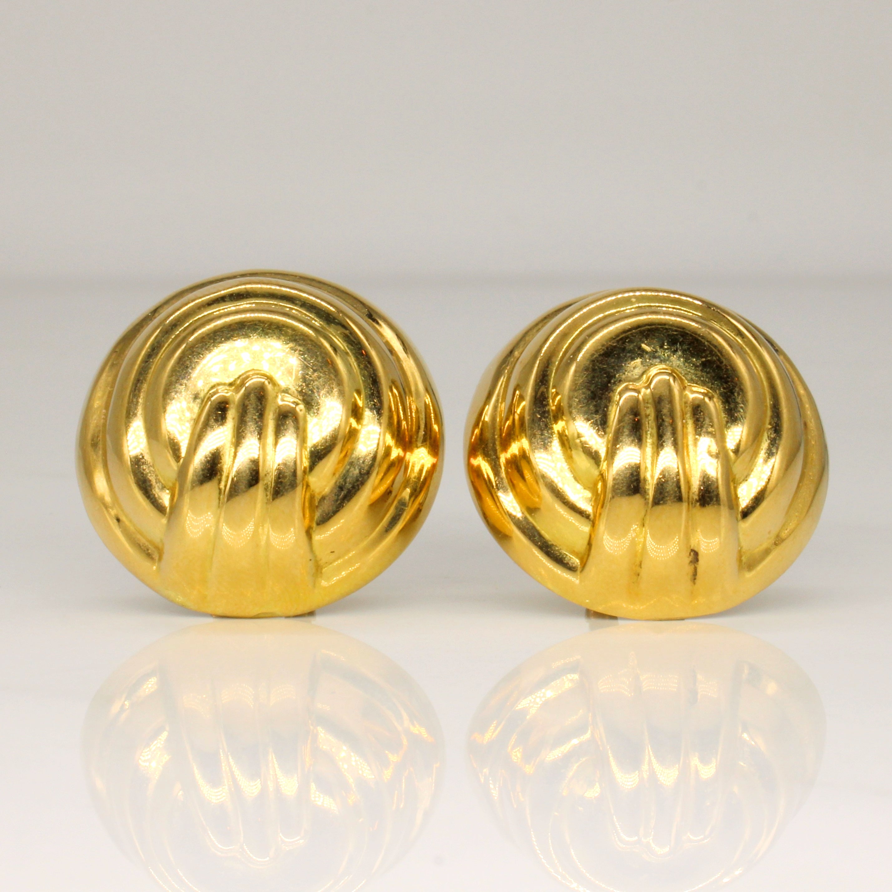 18k Yellow Gold Button Earrings