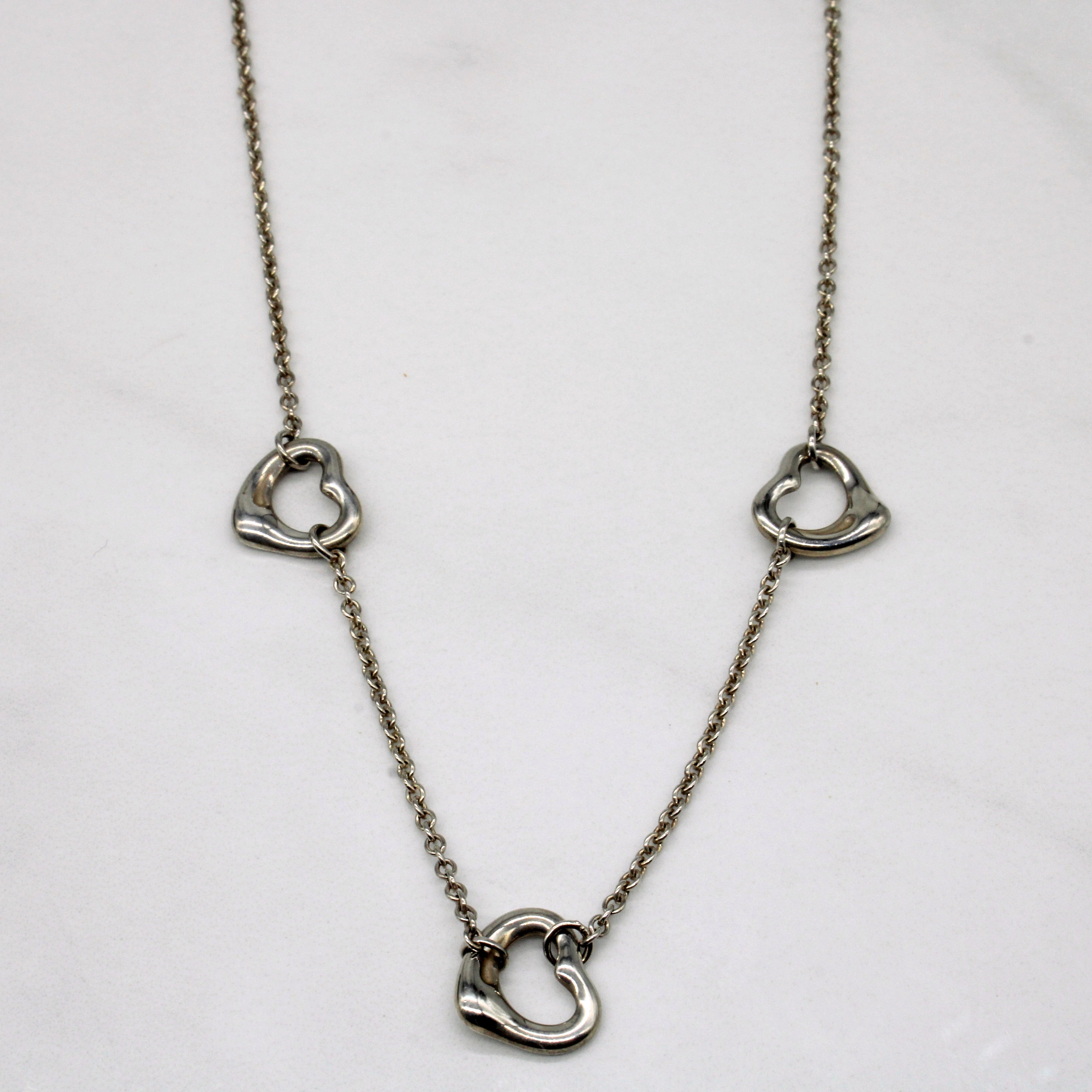 Tiffany & Co' Sterling Silver Open Heart Necklace | 16" |