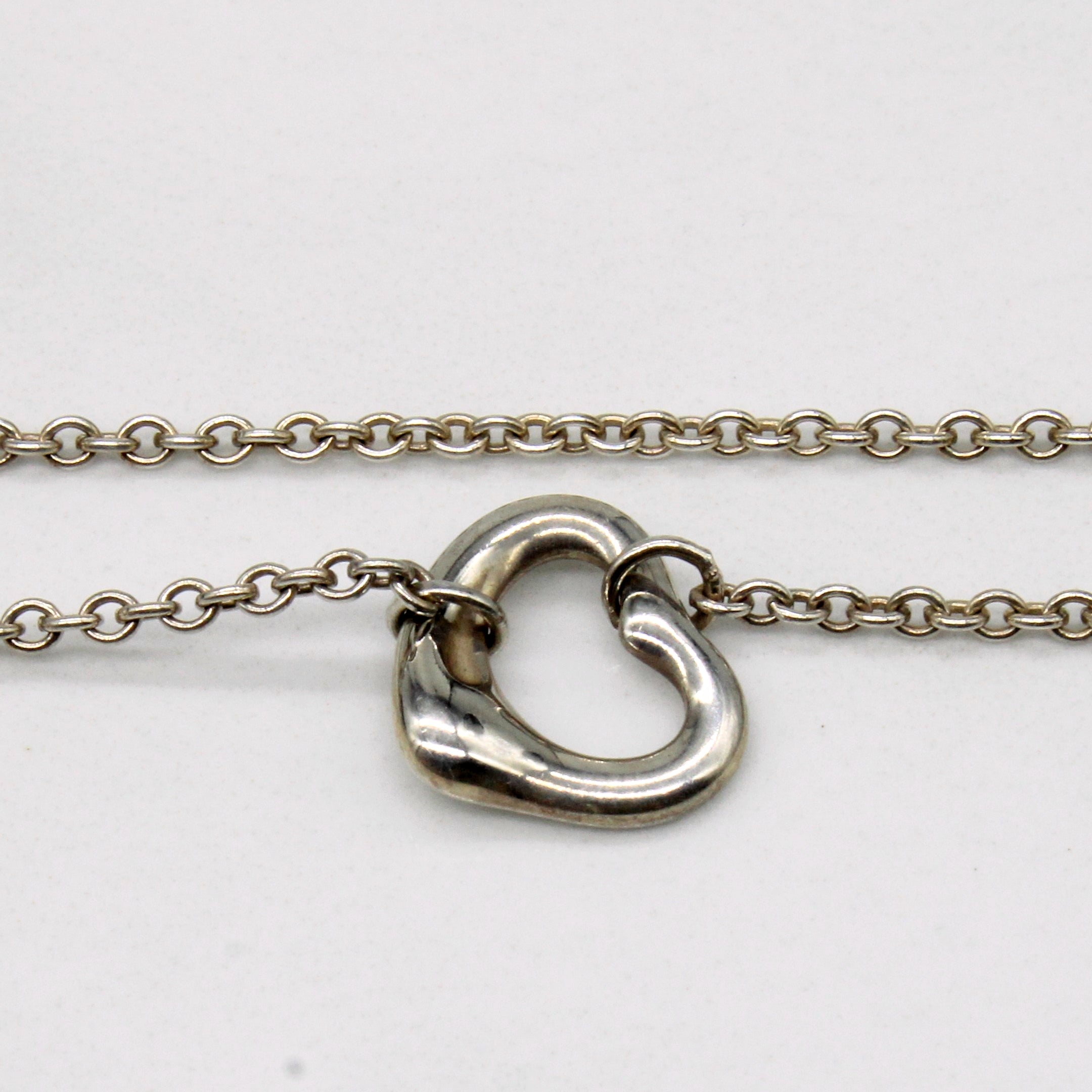 Tiffany & Co' Sterling Silver Open Heart Necklace | 16" |