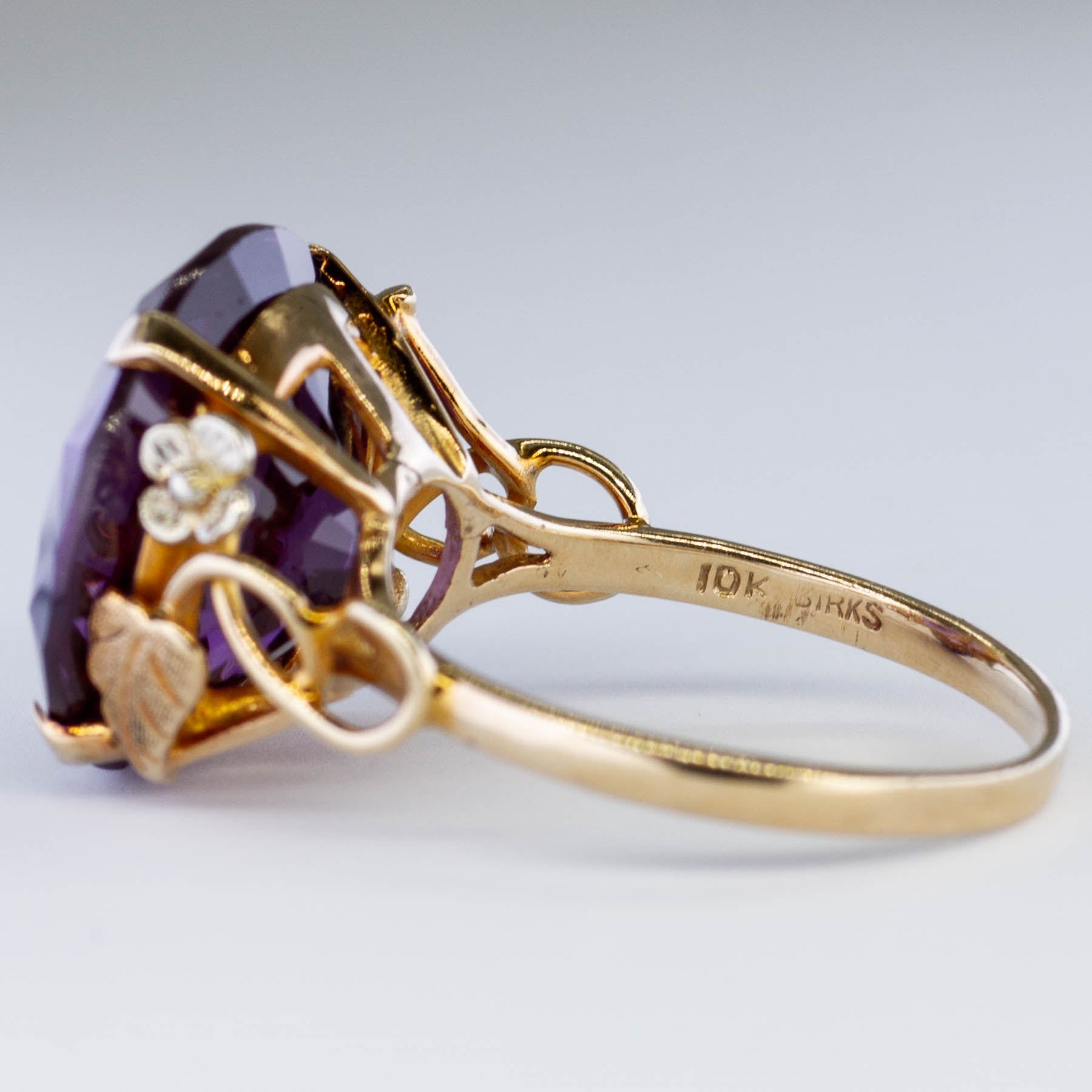 Birks' Retro Synthetic Purple Sapphire Cocktail Ring | 13.50ct | SZ 8.25 |
