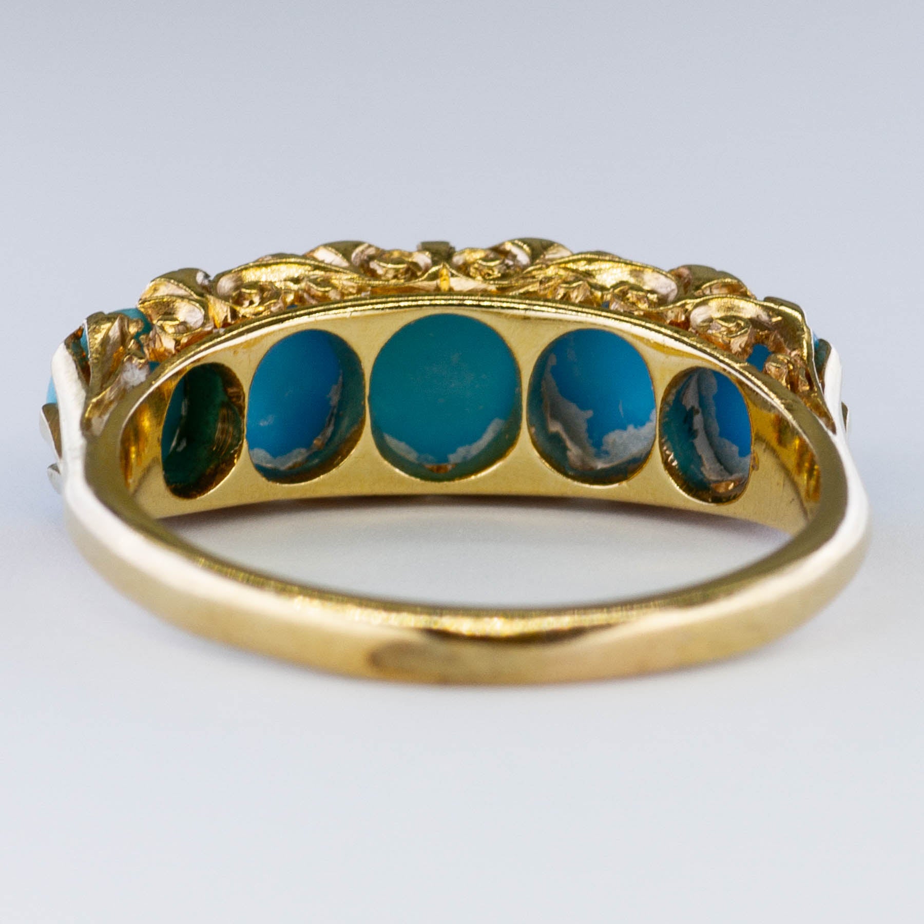 Georgian Era Turquoise & Diamond Ring | 0.08 ctw, SZ 6.5 |
