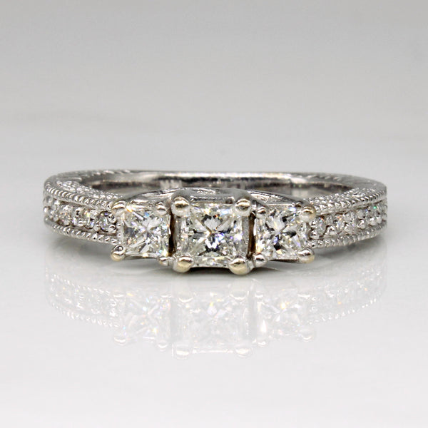 Ornate Diamond Engagement Ring | 0.80ctw | SZ 7.25 |