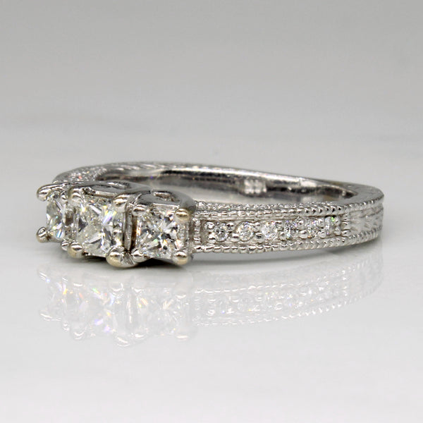 Ornate Diamond Engagement Ring | 0.80ctw | SZ 7.25 |