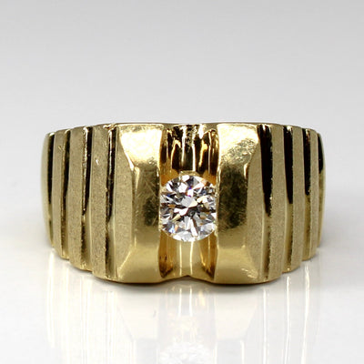 Retro 18k Structural Design Diamond Textured Ring | 0.43ct VVS2/VS1 G | SZ 8.75 |