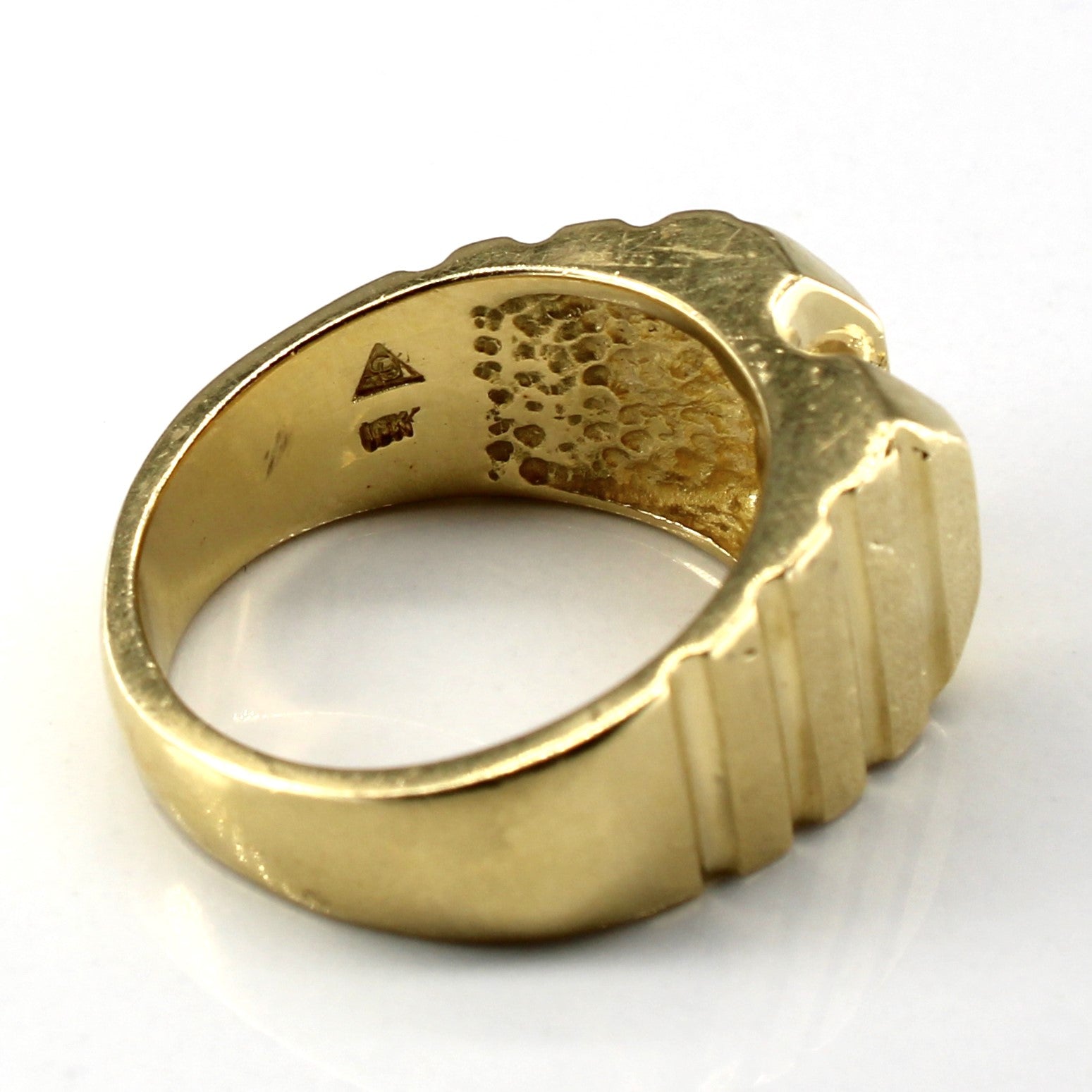 Retro 18k Structural Design Diamond Textured Ring | 0.43ct VVS2/VS1 G | SZ 8.75 |