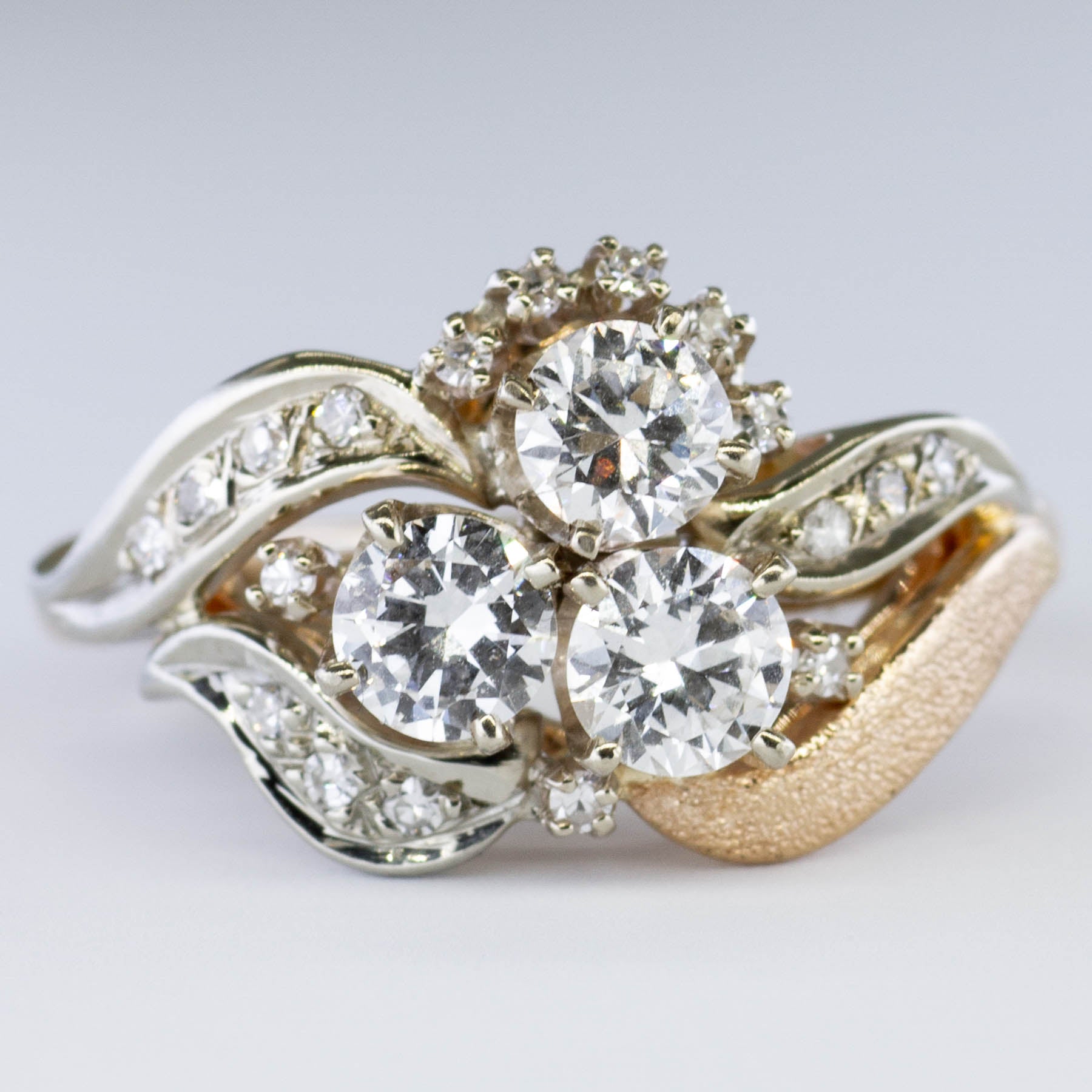 Bague de fiançailles vintage à trois diamants | 1,39 ct au total | Taille 8,5 | 