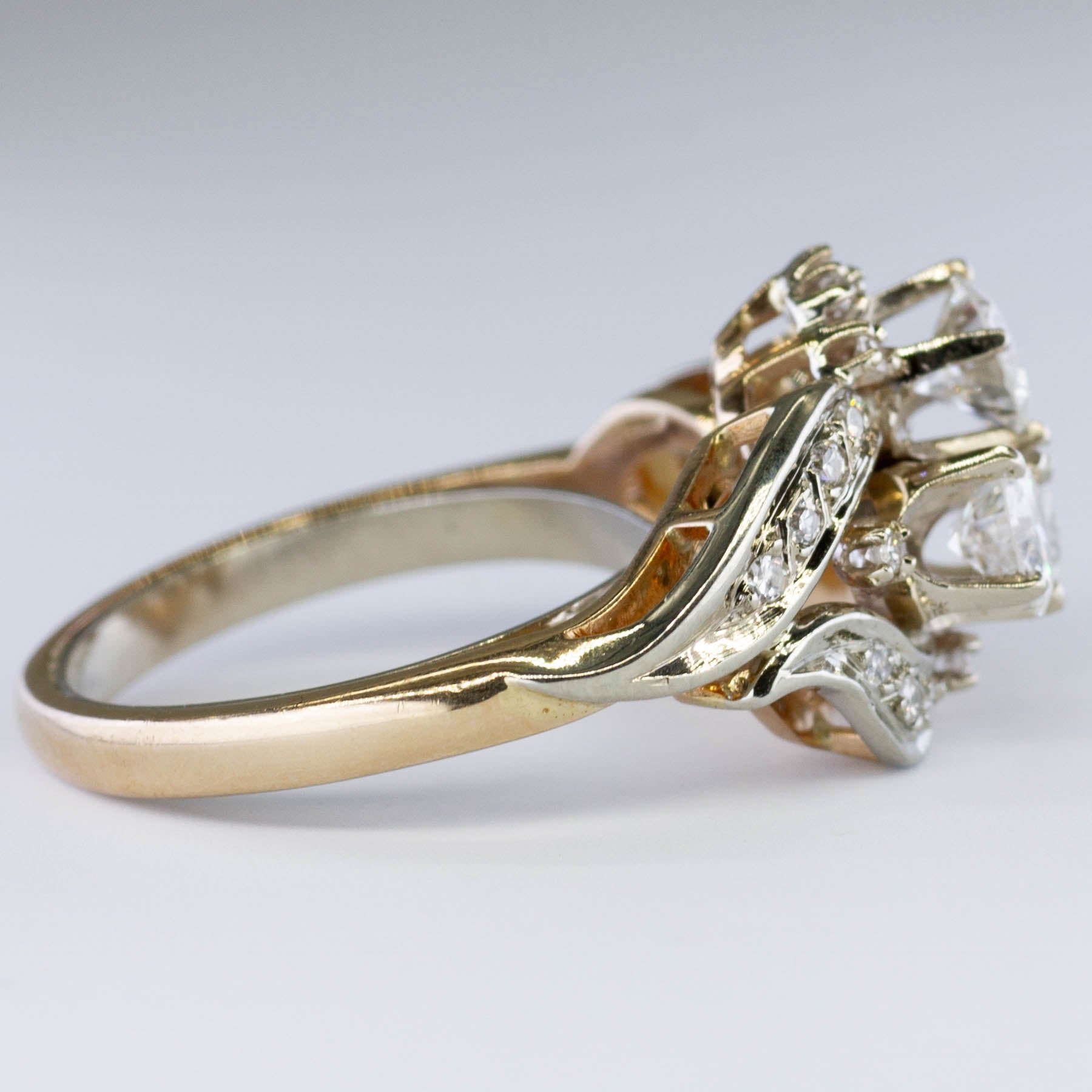 Bague de fiançailles vintage à trois diamants | 1,39 ct au total | Taille 8,5 | 