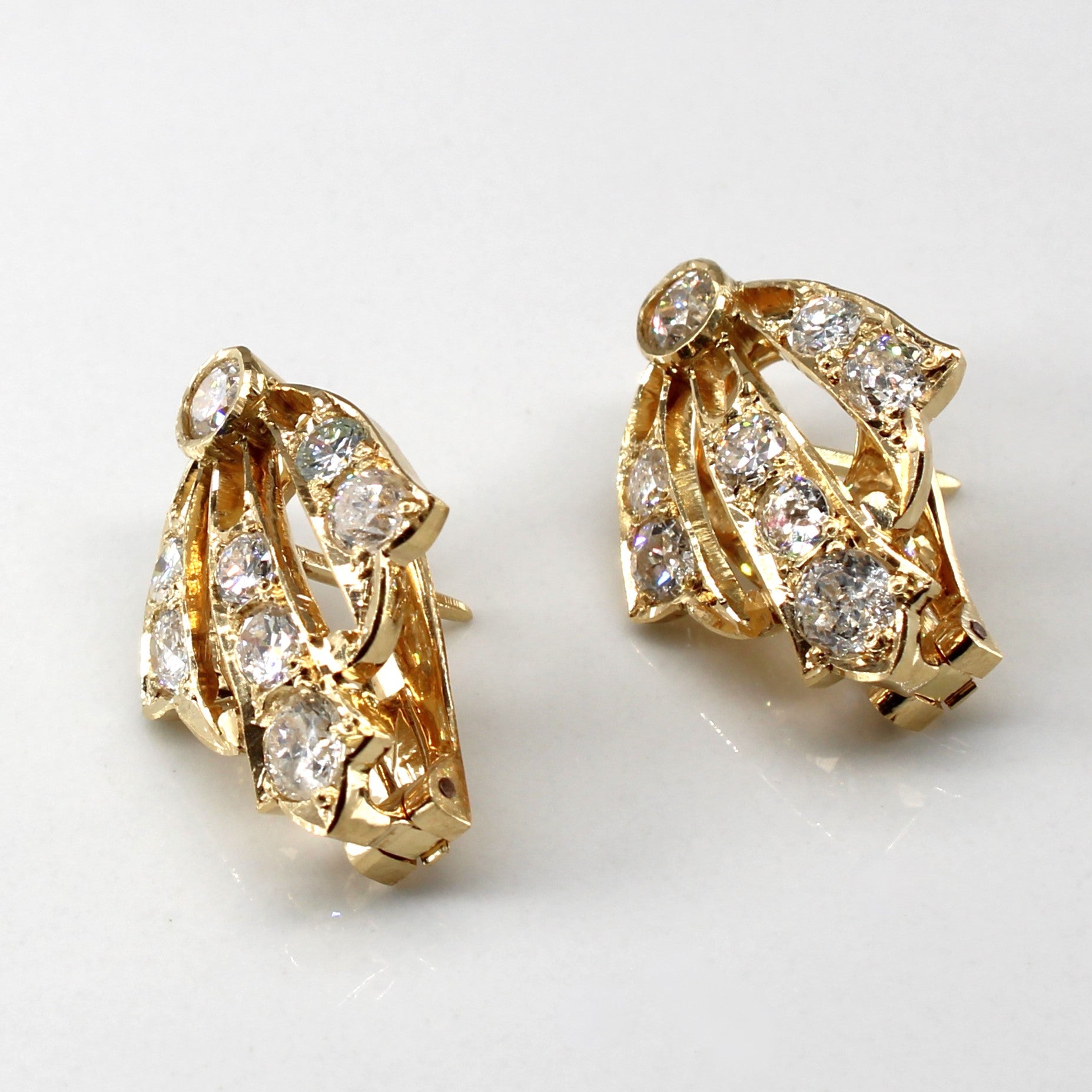 Vintage Old European and Round Brilliant Cut Diamond Earrings | 3.00ctw SI1/ H/I/J |