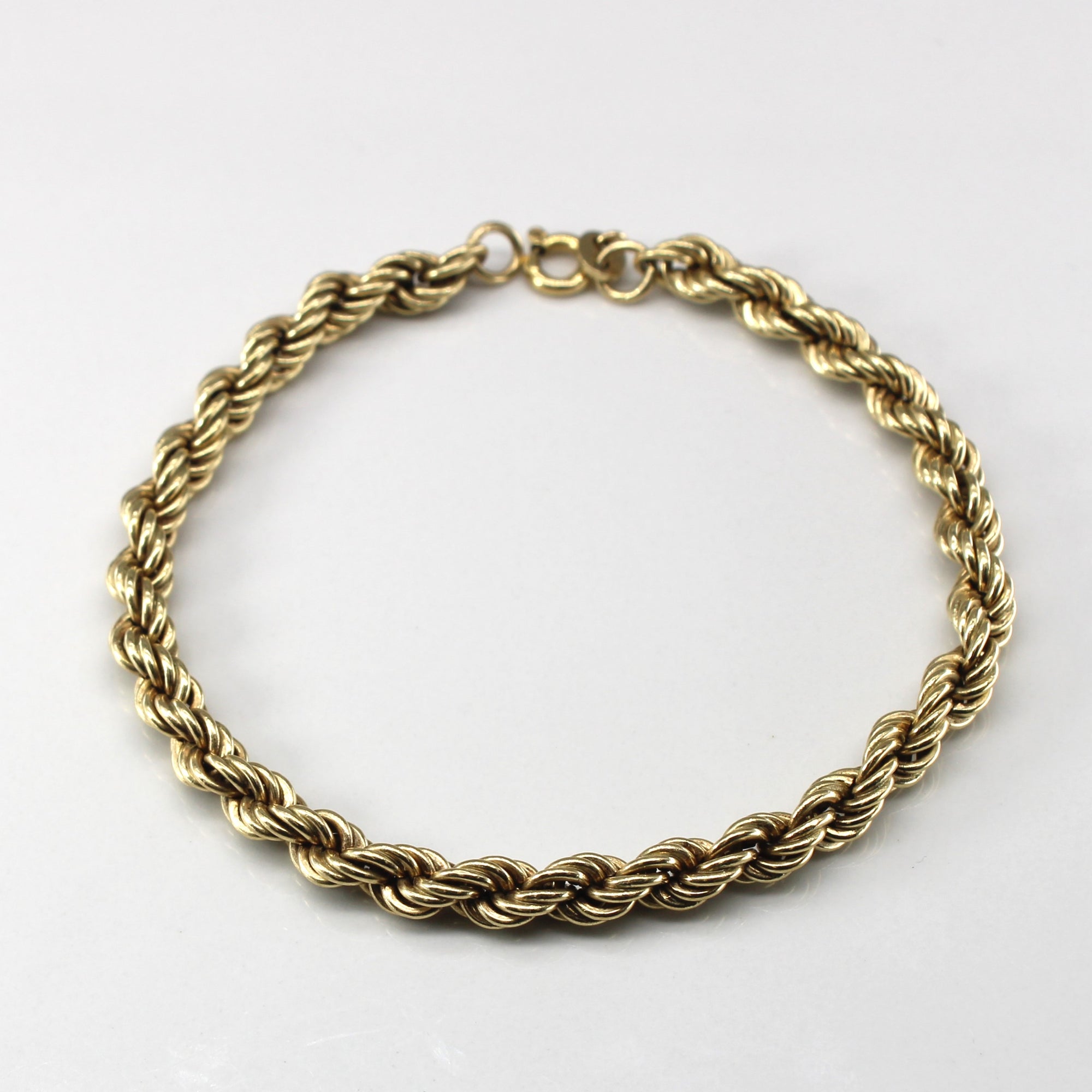 10k Yellow Gold Rope Chain Bracelet | 7.5