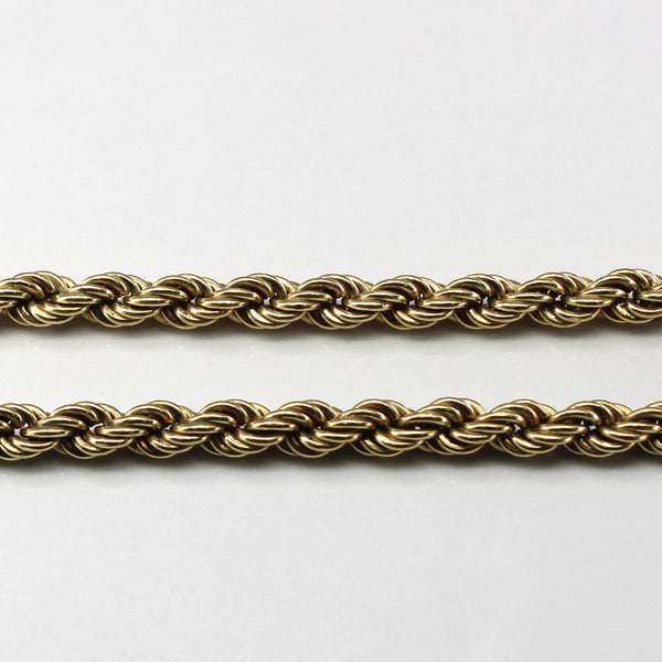 10k Yellow Gold Rope Chain Bracelet | 7.5