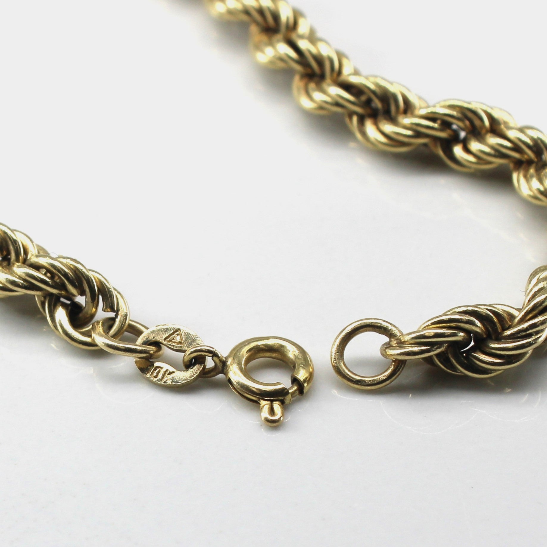 10k Yellow Gold Rope Chain Bracelet | 7.5