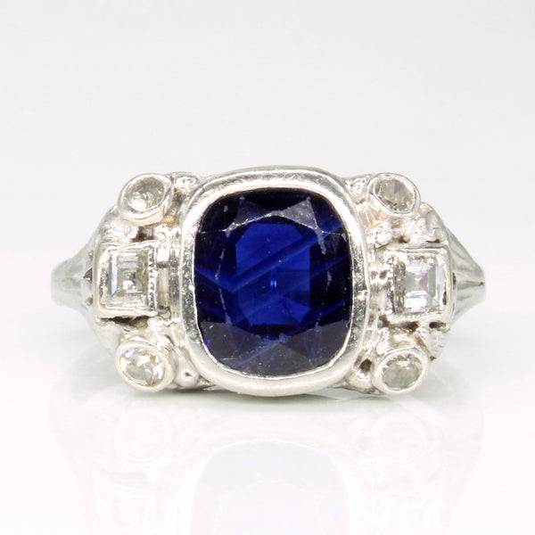 Sapphire & Diamond Vintage Style Ring | 1.75ct, 0.12ctw | SZ 4.5 |