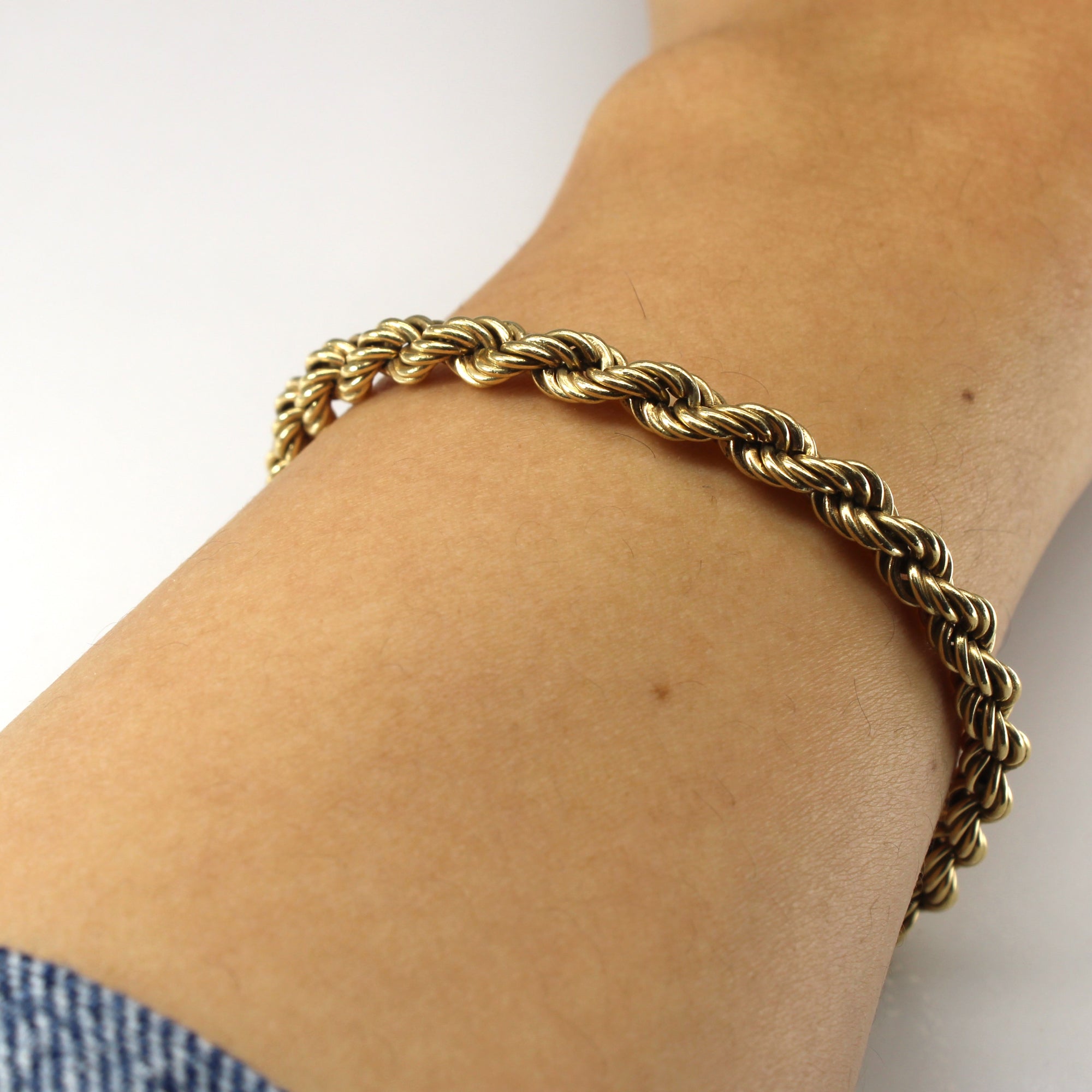 10k Yellow Gold Rope Chain Bracelet | 7.5