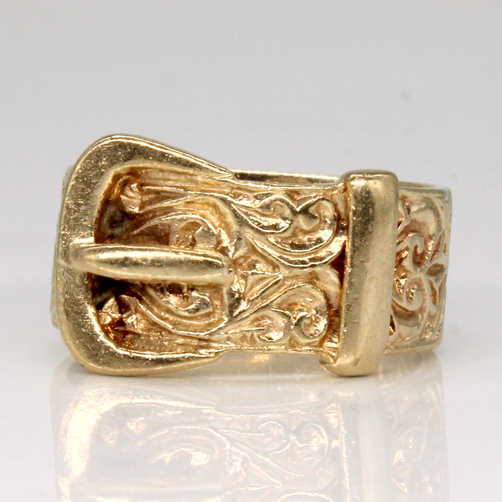 1970 9k Yellow Gold Buckle Ring | SZ 9 |