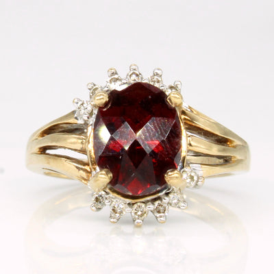 Garnet & Diamond Halo Ring | 2.00ct, 0.12ctw | SZ 5 |