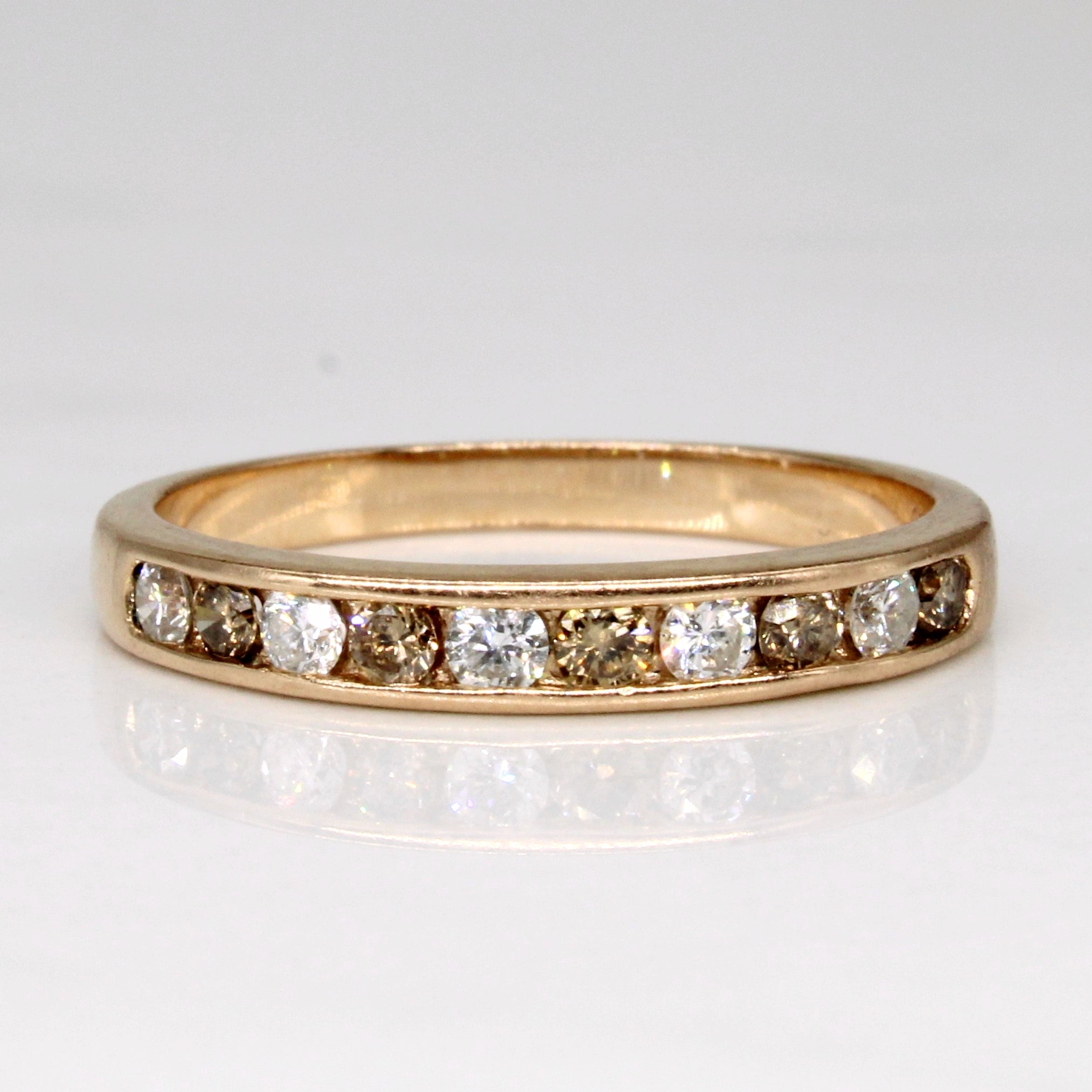 Channel Set White & Cognac Diamond Ring | 0.18ctw, 0.18ctw | SZ 6.75 |