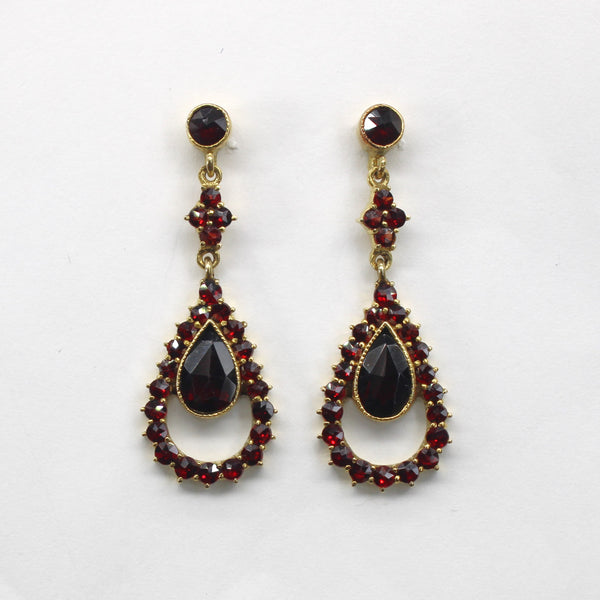 10k Yellow Gold Garnet Dangle Earrings | 3.00ctw |