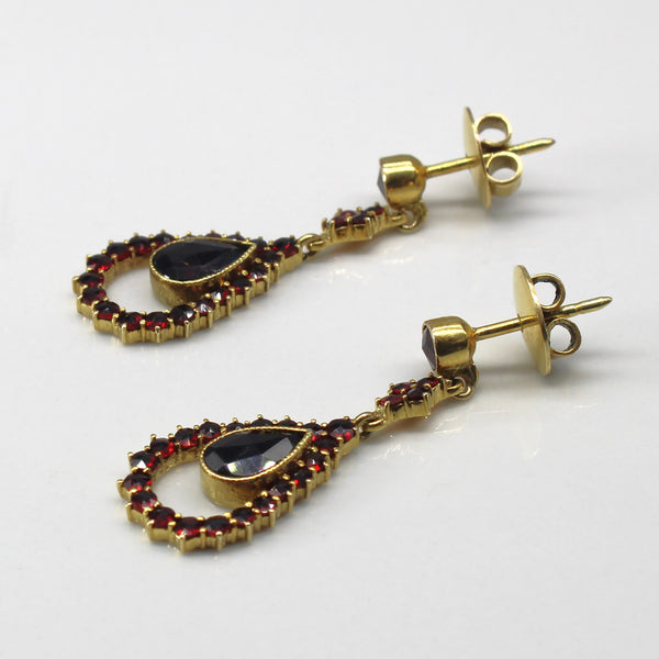 10k Yellow Gold Garnet Dangle Earrings | 3.00ctw |