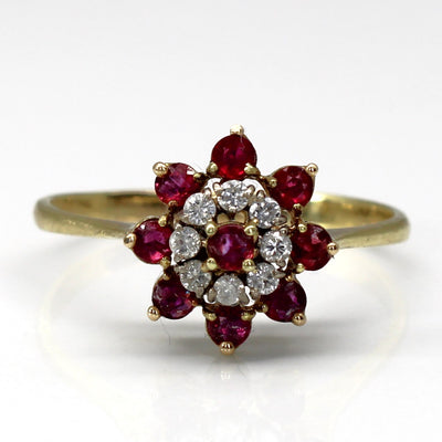Cluster Ruby & Diamond Cocktail Ring | 1.00ctw | 0.16ctw | SZ 11.75 |