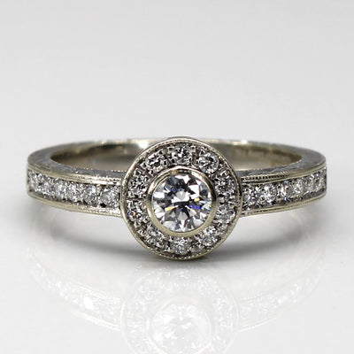 Halo Canadian Diamond Engagement Ring | 0.45ctw SI2 E | SZ 4.5|