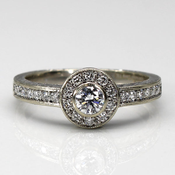 Halo Canadian Diamond Engagement Ring | 0.45ctw SI2 E | SZ 6.75 |