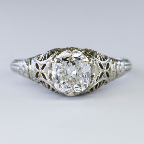 Solitaire Cushion Diamond Filigree Engagement Ring | 1.15ct | SZ 5.5 |