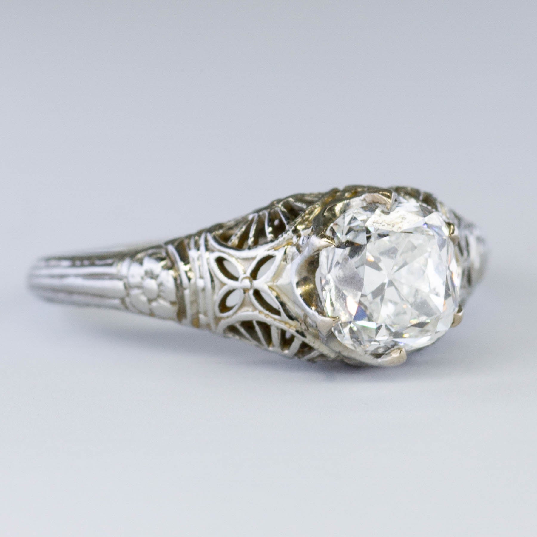 Solitaire Cushion Diamond Filigree Engagement Ring | 1.15ct | SZ 5.5 |