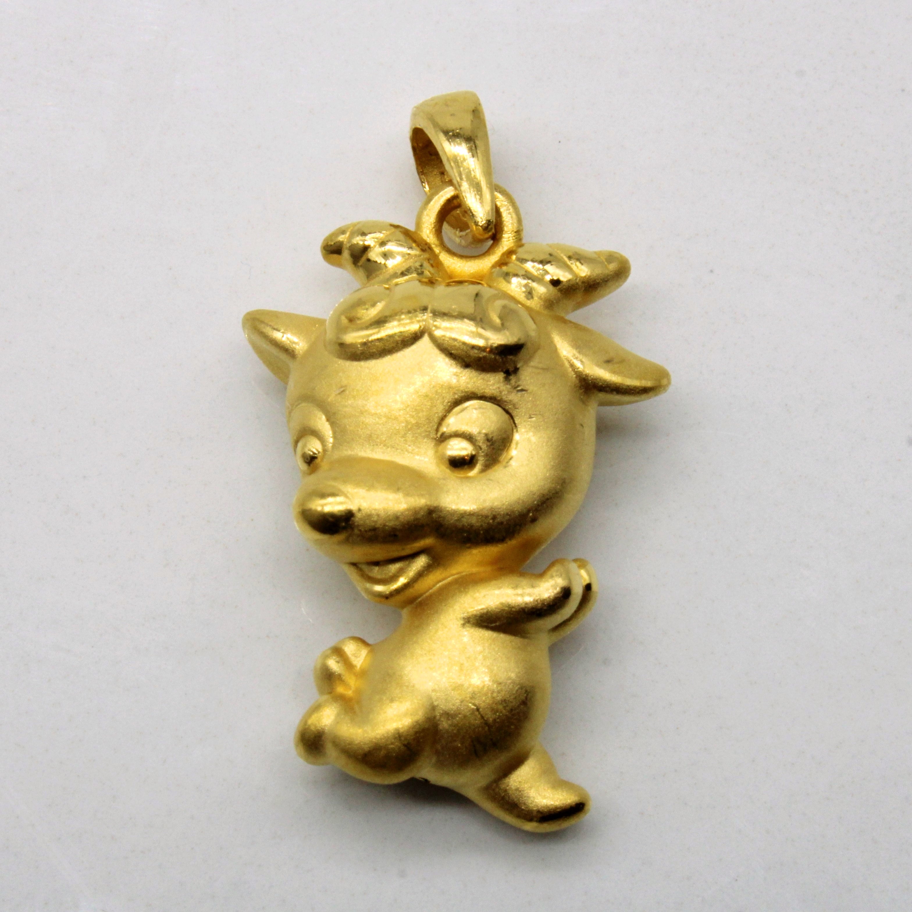 24k Yellow Gold Deer Pendant