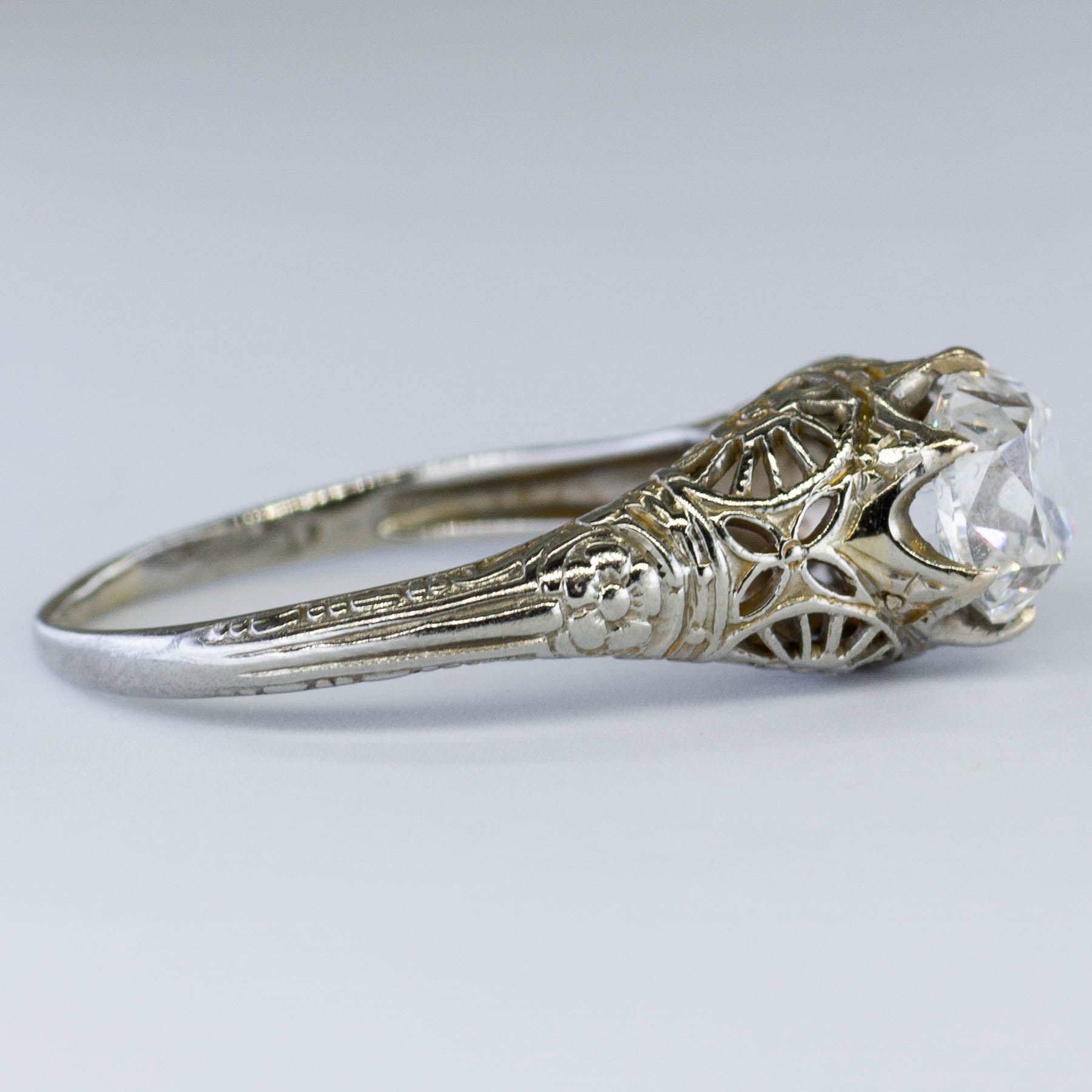 Solitaire Cushion Diamond Filigree Engagement Ring | 1.15ct | SZ 5.5 |