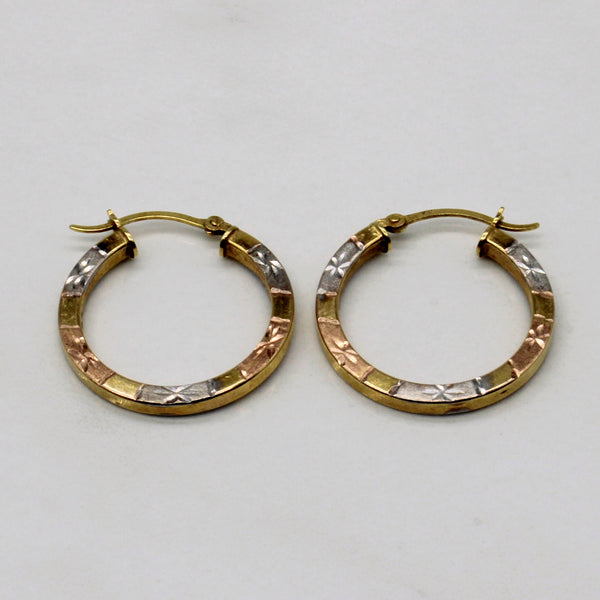 10k Tri Tone Gold Hoop Earrings