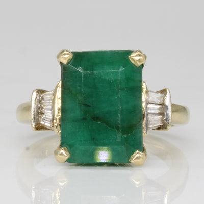 Dyed Green Quartz & Diamond Cocktail Ring | 5.50ct, 0.18ctw | SZ 6.5 |