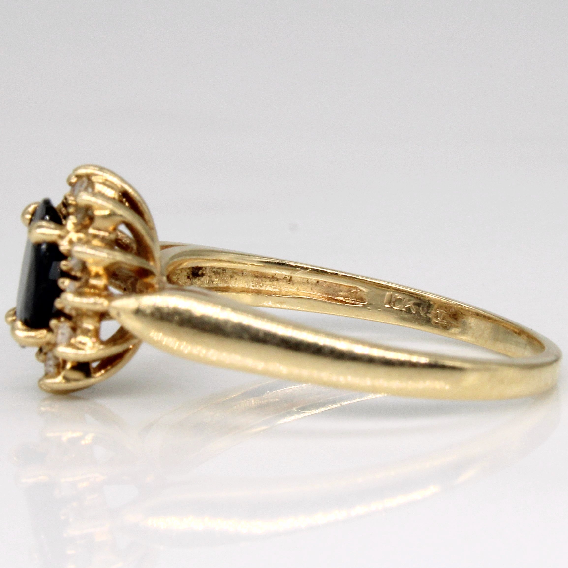 Bague cocktail saphir et diamants | 0,90 ct, 0,12 ct au total | Taille 7,25 | 