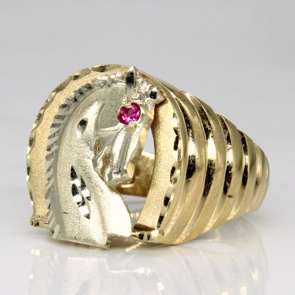 Synthetic Ruby Horse Ring | 0.03ct | SZ 7.5 |