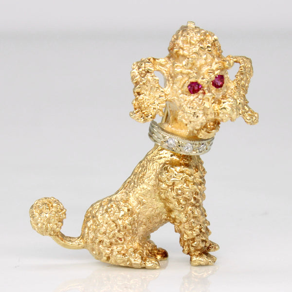 Synthetic Ruby & Natural Diamond Poodle Brooch | 0.03ctw, 0.02ctw |