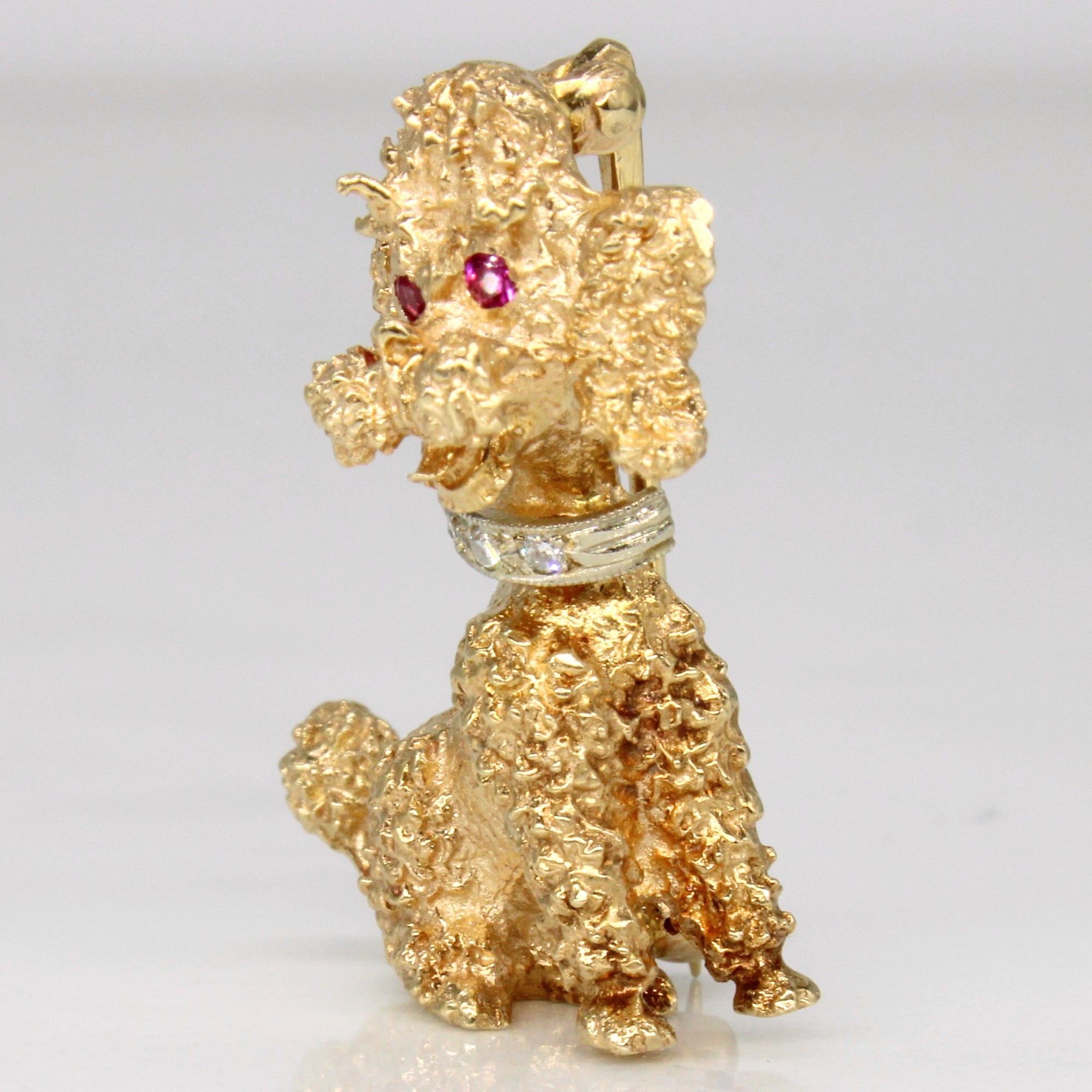 Synthetic Ruby & Natural Diamond Poodle Brooch | 0.03ctw, 0.02ctw |