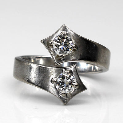 Vintage German 8k Bypass Two Stone Diamond Ring | 0.60ctw SI1/2 I/J | SZ 7.75 |