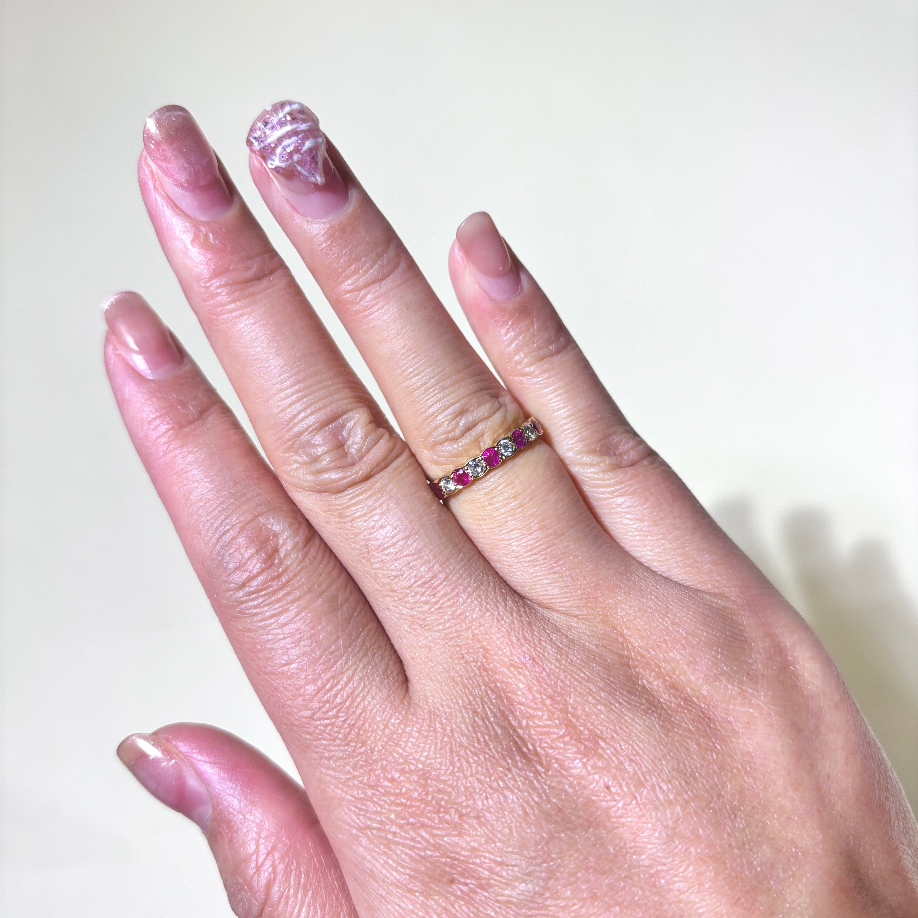 18K Yellow Gold Ruby & Diamond Eternity Band | 0.71ctw, 0.57ctw | SZ 5.25