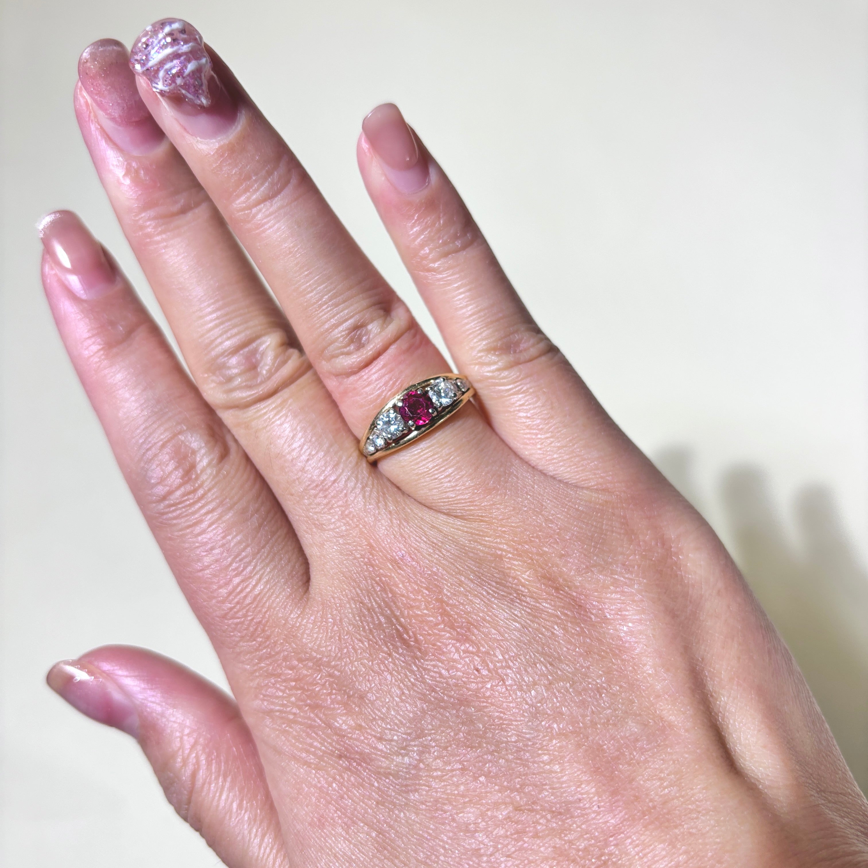 14K Yellow Gold Ruby & Diamond Tapered Ring | 0.53ctw, 0.50ctw | SZ 6.5