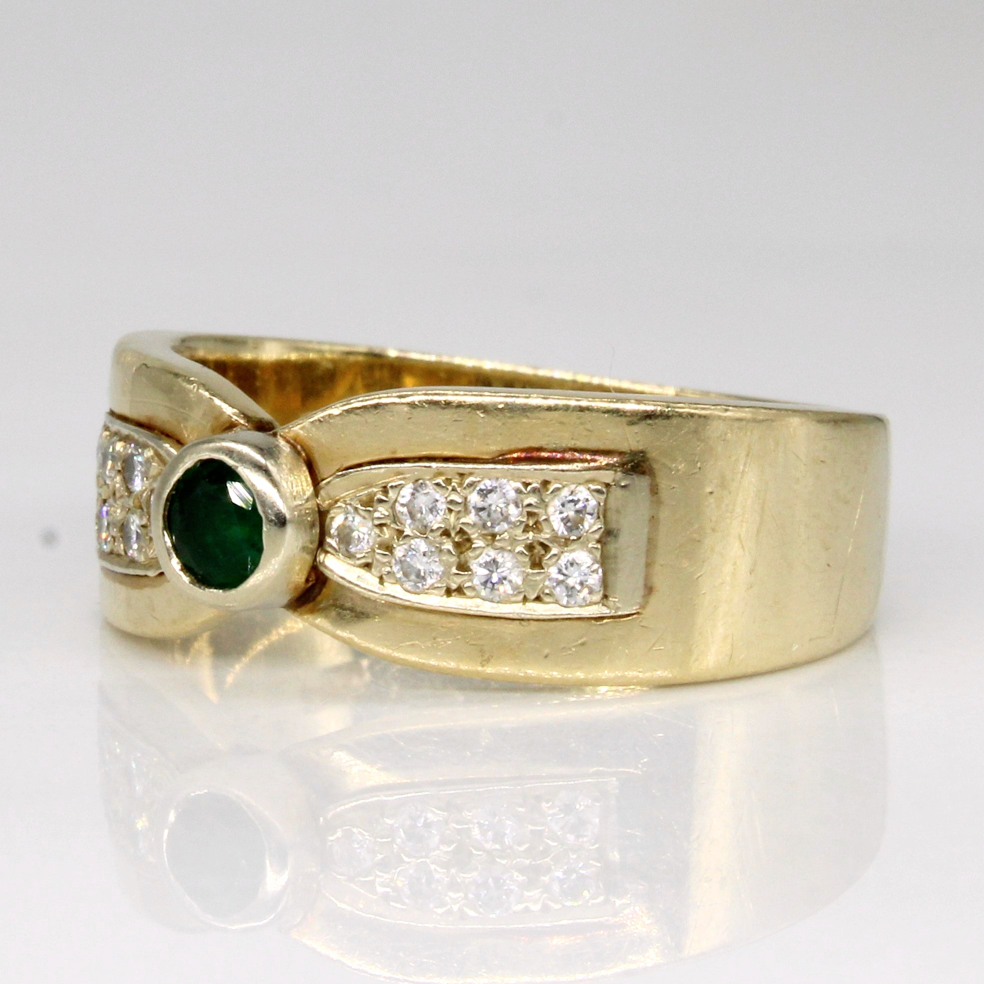 Diamond & Emerald Ring | 0.14ctw, 0.12ct | SZ 6.25 |