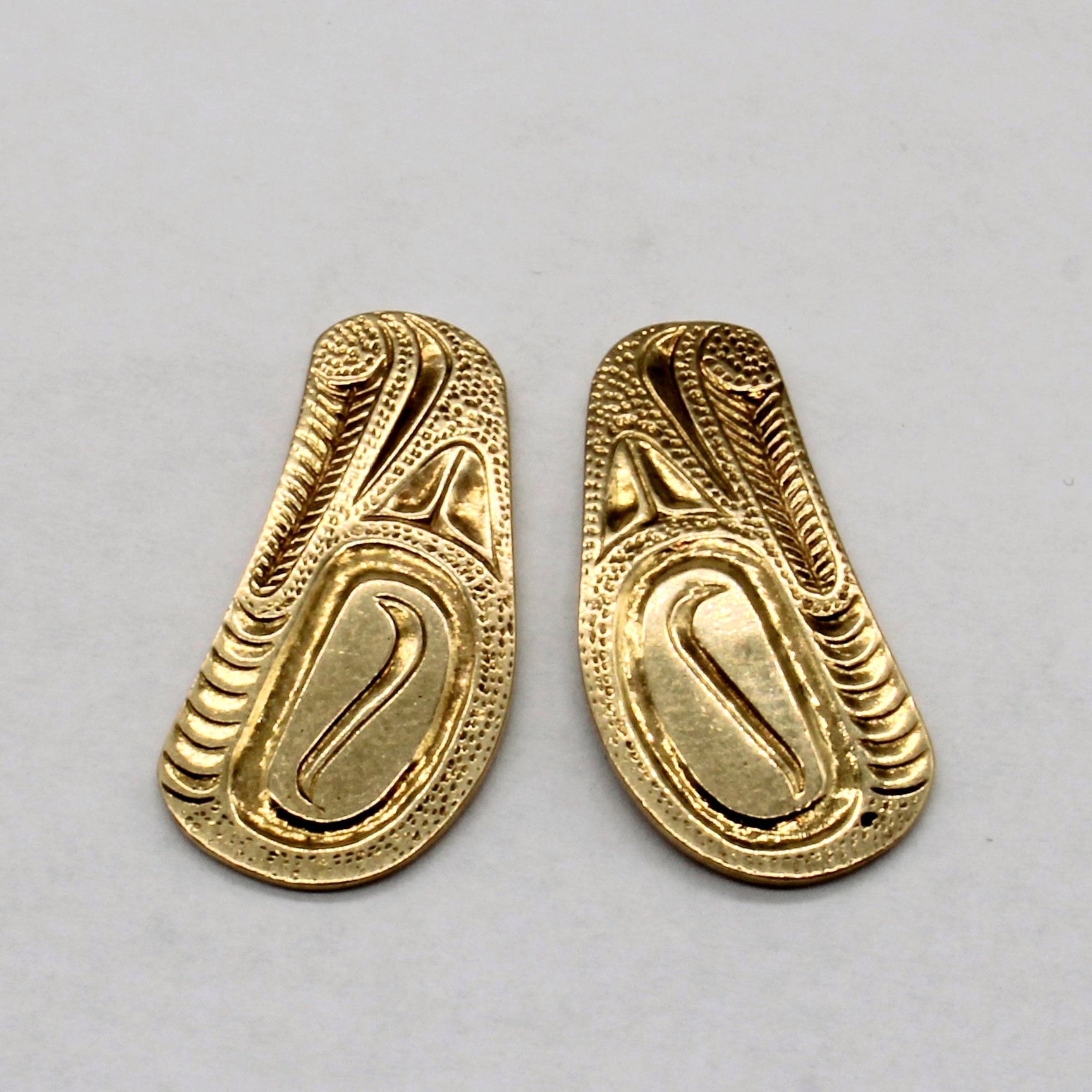 14k Yellow Gold Indigenous Art Earrings