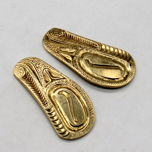 14k Yellow Gold Indigenous Art Earrings